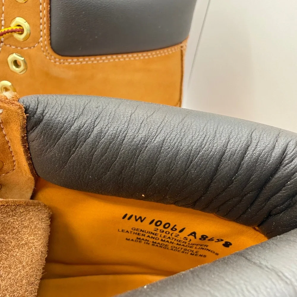 Timberland Men's Classic 6" Padded Waterproof Wheat Nubuck Leather Boot-Size 11W - Picture 7 of 9